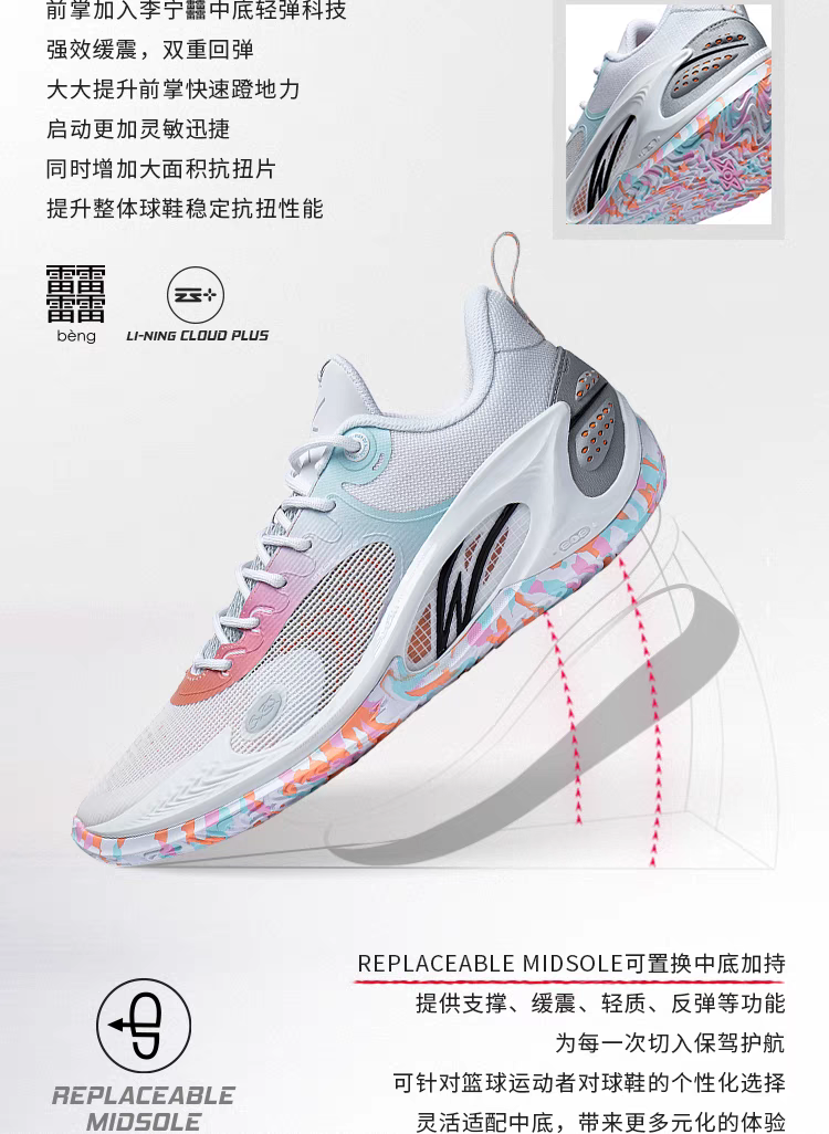 Li-Ning Wade 808 III 3 Basketball Shoes - White/Colorful